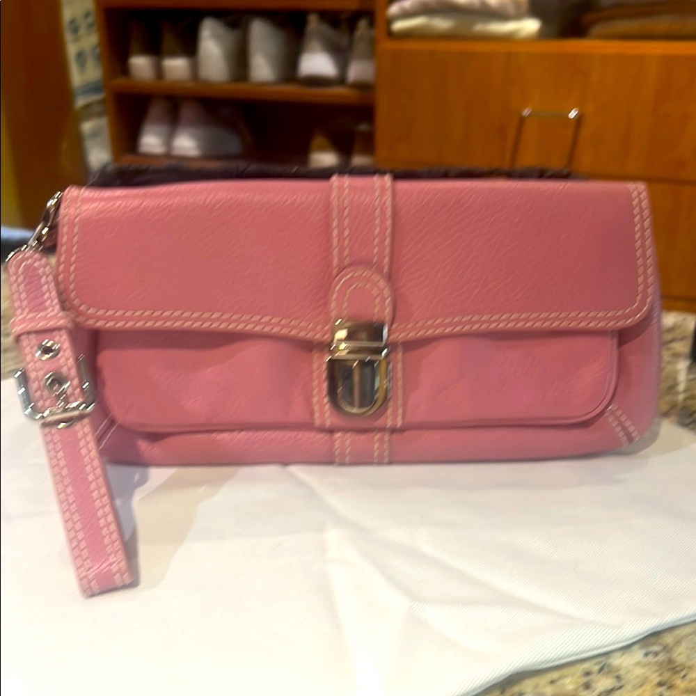 Pink Leather Clutch